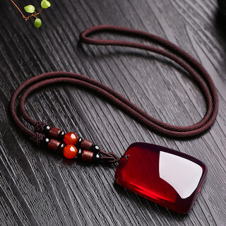 Shuque natural blood amber water droplet pendant bead chain for men and women ping an wu shi brand necklace raw stone amber lanyard sweater chain blood amber wu shi brand lanyard style