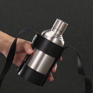 Miaopule 316 stainless steel wine bottle 2jin jin is equal to 0.5kg round bottle 304 stainless steel wine bottle maotai bottle shape outdoor household liquor bottle empty water 1jin jin is equal to 0.5kg wine bottle + leather case