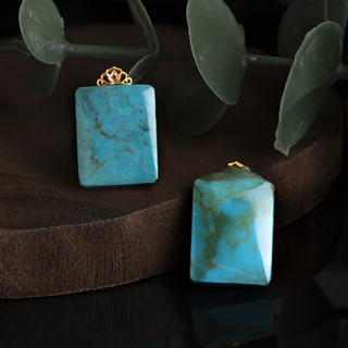 Chihuan 18k gold turquoise pendant with certificate gift box diversity gift for girlfriend on valentine's day 18k gold turquoise pendant