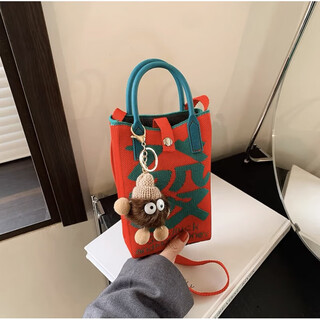 Feiyuega mobile phone bag women's cross-body mini small bag knitted handbag new year red festive small bag coin purse mobile phone bag red