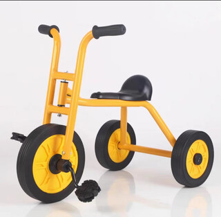 Kindergarten tricycle, children's preschool education bicycle, baby can take home bicycle, outdoor swivel bicycle, double stroller, yellow tricycle (rubber wheel)