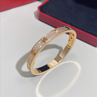 Yage 18k rose gold baby's breath bracelet for women counter version au750 color gold full diamond bracelet real gold moissanite does not fade real gold electroplating 18k rose gold - size 16 wide version