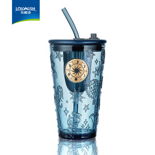 Leweisi ice american coffee glass straw cup large capacity double drinking mouth juice milk tea cup girls good-looking ink blue constellation straw cup gold medal 450ml 1 piece