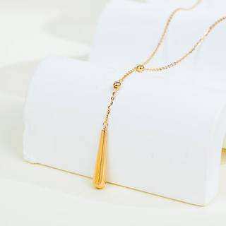 Xuecong zokai 18k gold plain gold necklace, simple and romantic k gold pendant, design-inspired color gold pendant, multiple options, long water drop style (approximately 2-2.1 grams)