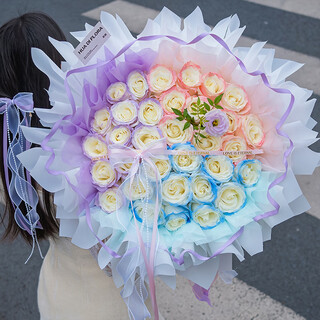 Baihuaguan flowers crushed ice blue rose bouquet real flower gypsophila birthday gift for girlfriend same city delivery to beijing within 1 hour pitching galaxy 33 flowers | dsa09