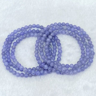 Shiyi natural tanzanite three-circle bracelet for women, fashionable, fresh and simple, crystal multi-circle bracelet, jewelry, gift, versatile 2#/44.2mm/round beads/three circles