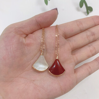 Juke 18k gold mini skirt pendant color gold rose gold gold pendant fan clavicle chain necklace women au750 rose gold white mother-of-pearl pendant + 18k gold chain