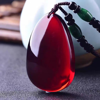 Olevo baltic sea blood amber beeswax wushi brand water droplet blood amber pendant wine red necklace for men and women a type