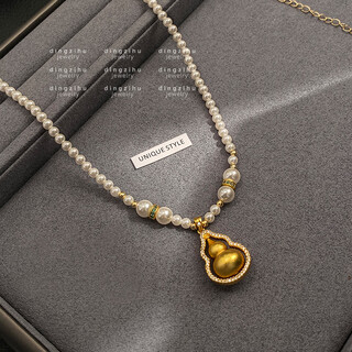 Chihuan gourd pendant pearl necklace for women wei xue same style light luxury high-quality retro clavicle chain retro temperament sweater chain main image
