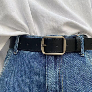 Pu yahua pin buckle belt men's korean version ins jeans belt trendy young men and women unisex retro simple versatile belt 522 black gun buckle 105cm (130jin jin is equal to less than 0.5 kg)