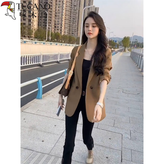 啄木鸟（TUCANO）小个子显瘦西装外套女2026春新款感休闲气质加厚西服上衣 咖色(单里) M 85-110斤