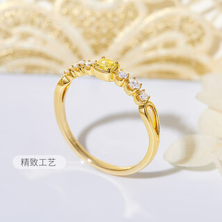 Only double yellow diamond small diamond ring cushion diamond ring light luxury color gold fashion 18k gold light luxury row ring real diamond hand jewelry