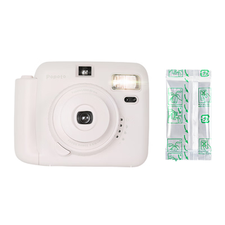 Popoto brand new authentic instant camera with exquisite gift box, cute mini gift with photo paper for girls, cream white + 10 pieces of photo paper