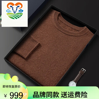 1436 ERDOS鄂尔多斯市产男士高档高端纯羊绒衫男100山羊绒高品质羊绒衫毛衣 伯爵棕 M