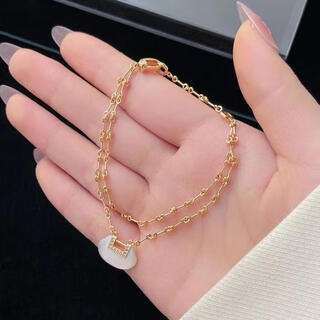 Dyn925 silver plated 18k gold double-layered mother-of-pearl ruyi bracelet for girls niche simple hand accessories 2024 new gift rose gold bracelet