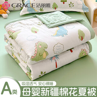 Jialiya xinjiang cotton quilt summer quilt category a maternal and infant grade summer cooling quilt quilt student dormitory cotton quilt core air-conditioning quilt *class a + xinjiang cotton summer quilt little dinosaur 100*150cm toddler summer quilt