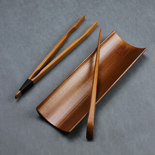Zen tea spoon, tea clip, lotus tea dial, tea set accessories, bamboo tea set, three-piece carbonized tea set, no paint tea set