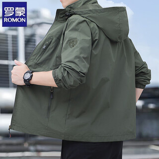 Romon jacket men's 2025 new spring and autumn thin outdoor mountaineering soft shell jacket windproof and waterproof outdoor jacket military green spring and autumn thin 868 2xl =150-165jin jin equals 0.5 kg