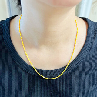 Qianying jewelry gold necklace women's au750 real gold chain clavicle chain hemp rope chain twist well rope chain strong plain chain women's thick model length approximately 43-46 weight approximately 2.1-2.6g
