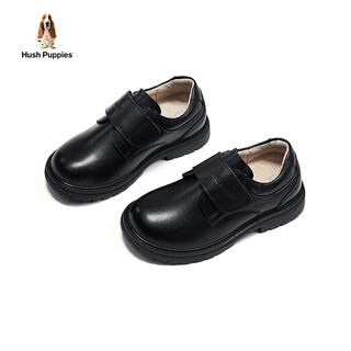 Hush puppies children's shoes boys' leather shoes soft sole children's black british style campus performance leather boys' performance shoes hp3394 black leather material 31