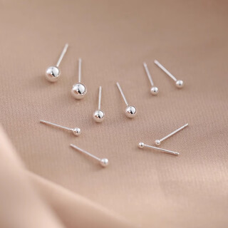 Mansheng high purity pure 999 pure silver earrings for women ear holes full silver ear bone nails mini round beads beans student earrings for men 3mm pair