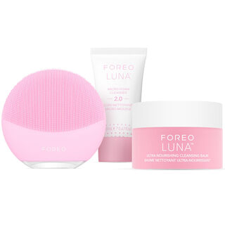 Foreo electric facial cleansing device silicone facial cleansing brush unisex t-sonic massage technology portable for travel improves skin care product absorption cleansing and firming 3-piece set