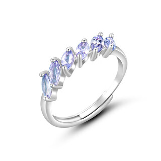 Shilian natural color gemstone tanzanite flower ring original design women's hand accessories fashionable simple high-end