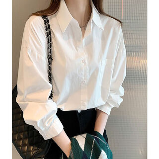 Yimanfu temperament white shirt women's spring and autumn new design niche top casual versatile bottoming shirt layered shirt white (with pockets) m - recommended 90-105 jin jin equals 0.5 kg