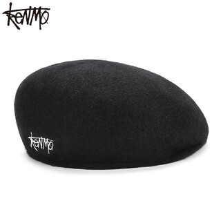 Kenmer beret men's and women's wool warm wang jiaer's same style bud backward hat gift black one size