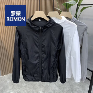 Romon sun protection clothing for men and women, new style for couples, isolation uv ice silk, thin, slim, breathable fishing outdoor jacket, black l