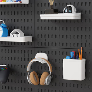 Liofeng punch-free hole board storage rack college student desk organizer wall e-sports book desktop stationery storage kitchen long shelf (white)