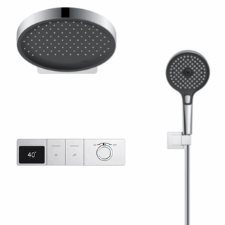 Hansgrohe german mirror rain 360 constant temperature embedded wall-mounted concealed shower set full copper 130 handheld booster nozzle silver mirror rain two-function constant temperature digital display