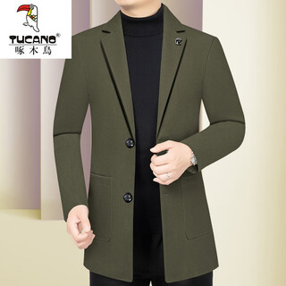 Woodpecker men's jacket 2025 spring and autumn new middle-aged suit collar windbreaker spring and autumn thin top casual jacket military green - business casual 4xl 195 suitable for 180-195 jin jin equals 0.5 kg