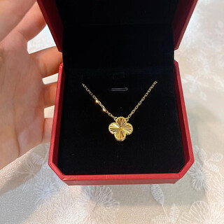 Hunter 18k gold-plated four-leaf clover necklace for women, gold clavicle chain, valentine's day gift, simulated gold pendant, lucky four-leaf flower, single flower-four-leaf clover necklace