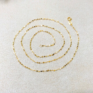 Fujiu 18k gold necklace women's clavicle super flash tile 45cm with pendant plain chain gold au750 adjustable chinese valentine's day 18k white tile chain about 45cm