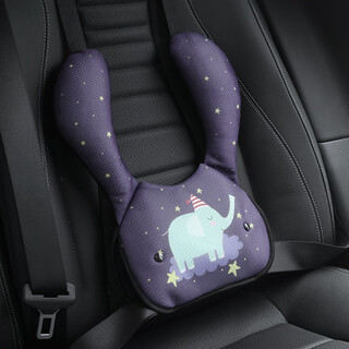 迪加伦汽车儿童安全带调节固定器睡觉神器防勒脖绑带限位器简易安全座椅 晚安小象-二合一U型护枕 升级生