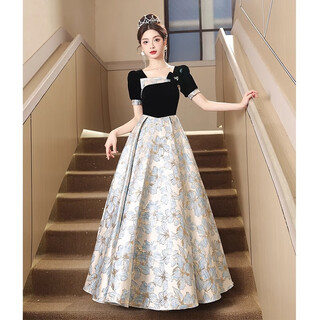 Zhufan student adult dress 18-year-old female adult dress black annual party evening girl sense light luxury day ceremony art test host vocal music black 3xl