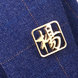 猎尚胸针胸花胸章领针配饰船舵西服西装男士金色飞龙徽章韩版简约时尚 茶色 金色姓氏杨胸针 直径约1.9c