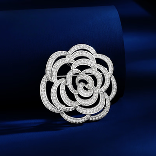 Shien danish couture original xiaoxiang camellia brooch women's luxurious fashion exquisite high-end corsage brooch - xiaoxiang camellia white gold