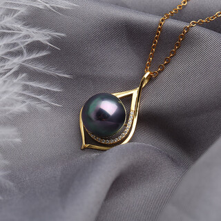 Dyn pearl pendant single sterling silver clavicle chain temperament versatile necklace korean simple natural shell pearl necklace pendant jewelry h001 gold holder malachite green 14-14mm45cm