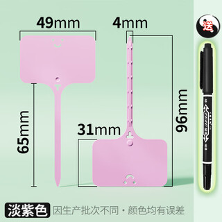 植物分类标签苗木花盆塑料多肉标签花卉园艺插地牌盆栽植物名字标 浅紫色100个(9.6cm)+笔
