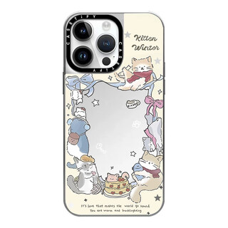 弥静觅CASETi联名美食家倒立玩耍猫咪可爱适用iPhone16Promax苹果手机壳15潮牌14防摔套13个性12女11镜面 CASETiFY 小猫环绕 电镀银 iPhone16