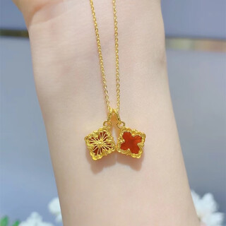 Issa vera 18k gold pendant carnelian four-leaf clover cloth pendant palace style pendant 38th valentine's day gift 18k gold carnelian palace style pendant