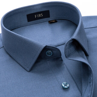 Shanshan (firs) machine washable sheep wool long-sleeved shirt for men autumn middle-aged and young luxury business versatile blue gray 42