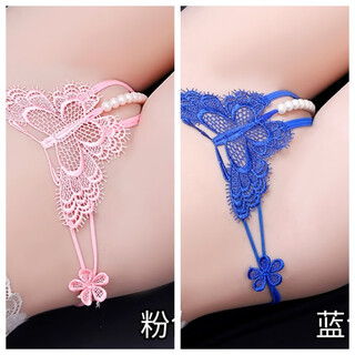 Hengyuanxiang sexy ladies self-masking thong sexy men's underwear transparent temptation beads massage no need to take off hot t-pants transparent n2 pink + n2 blue m 80-120jin jin equals 0.5 kg