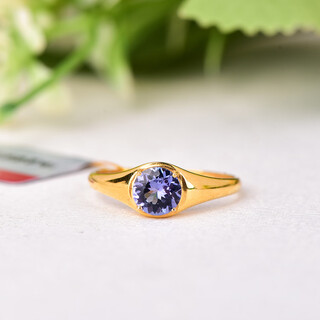 Xuyuan natural crystal 18k gold inlaid tanzanite ring 14#