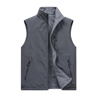 Mingwei baodeng workwear men's vest casual vest spring and autumn outdoor multi-pocket fishing vest stand collar photography vest summer thin gray (velvet double-sided) 2xl (recommended 140-155jin jin equals 0.5 kg)