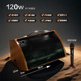 Yamiser's new high-power computer rechargeable musical instrument singing guitar electric blowpipe portable outdoor karaoke speaker bluetooth audio amplification high-end single singing + 120 watts + 1 wireless