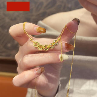 Youshu 18k gold broken gold five emperors coin necklace for women sterling silver qian duoduo clavicle chain gold gift to attract wealth five emperors coin necklace