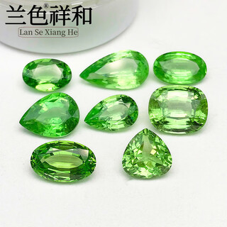 Blue xianghe 7 tsavorite green apple green mint green bare stone water drop cushion-shaped ring surface gemstone 18k gold men and women ring pendant 2.43 carats 1#